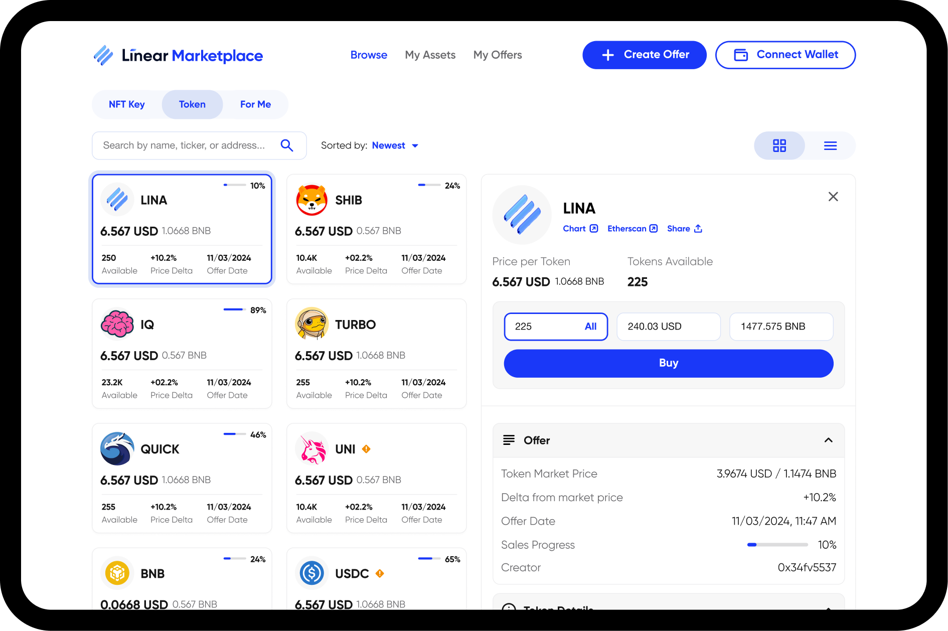 Linear marketplace preview